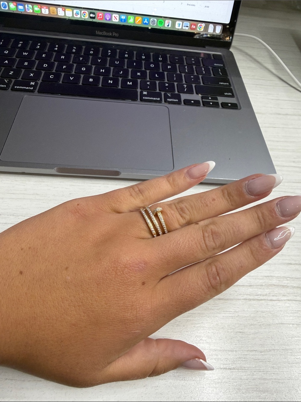 14k gold nail natural diamond Jen K ring